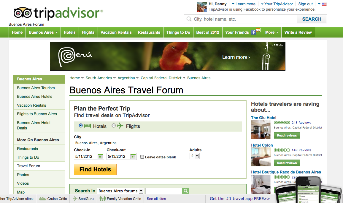 The Buenos Aires Trip Advisor forum.